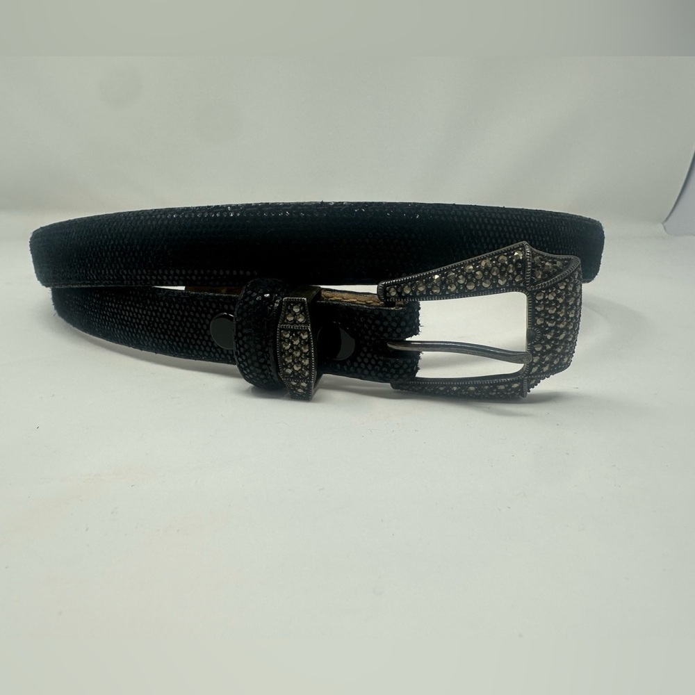 Genuine Vintage Judith Jack Sterling and Leather Belt
